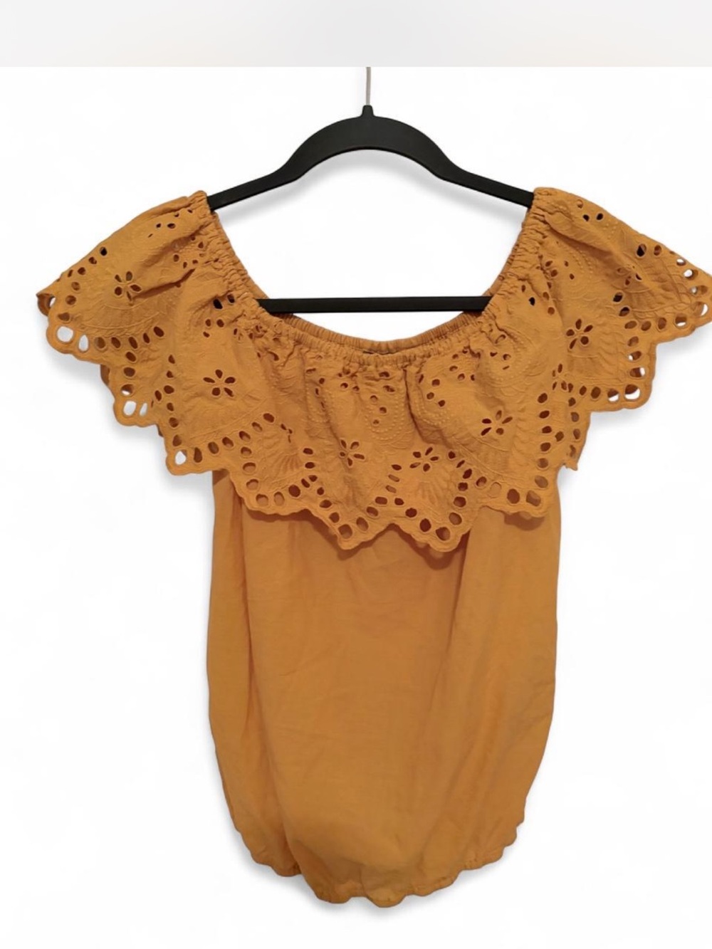Soho Mustard Eyelet Off-Shoulder Camisole Top